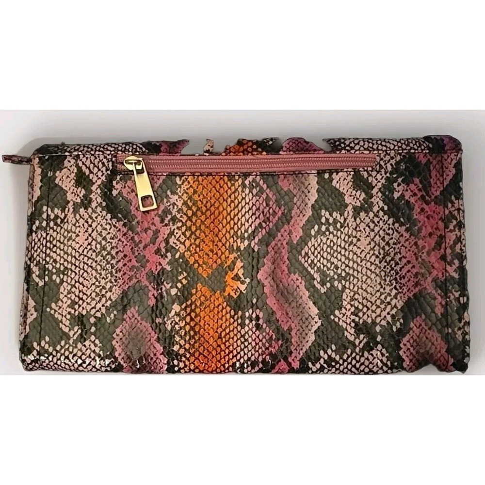 Big Buddha Faux Snake Skin Clutch/Purse  Gold Pink Black Orange - Picture 5 of 10